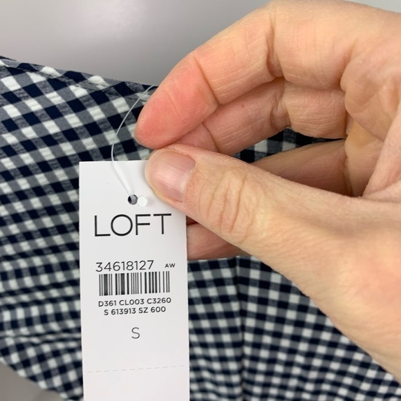 NWT Ann Taylor Loft SMALL One Piece Swimsuit Navy Gingham Twist Cutout Bandeau - Picture 9 of 9